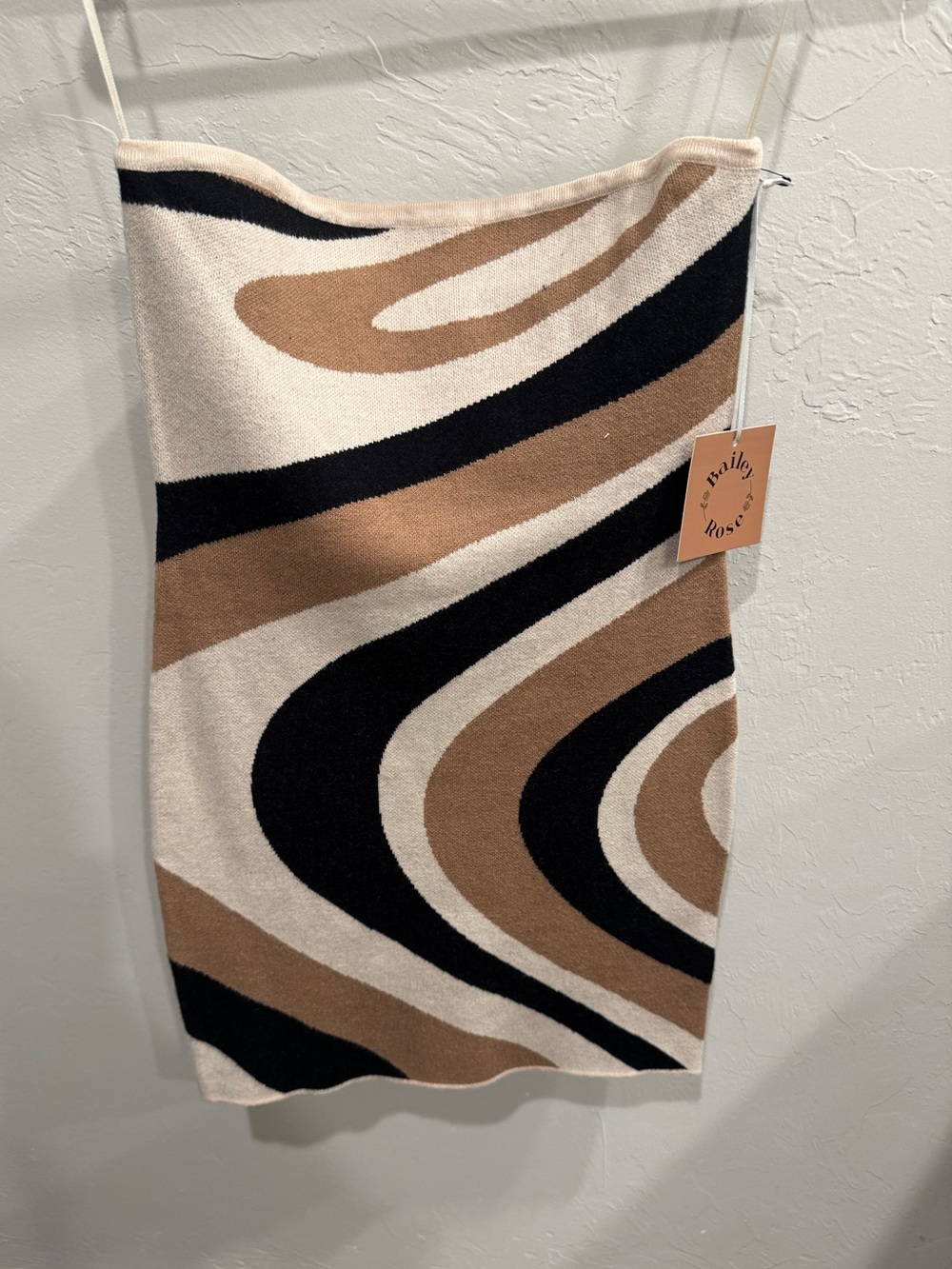 Cream, Black & Brown Patterned Knit Drezz